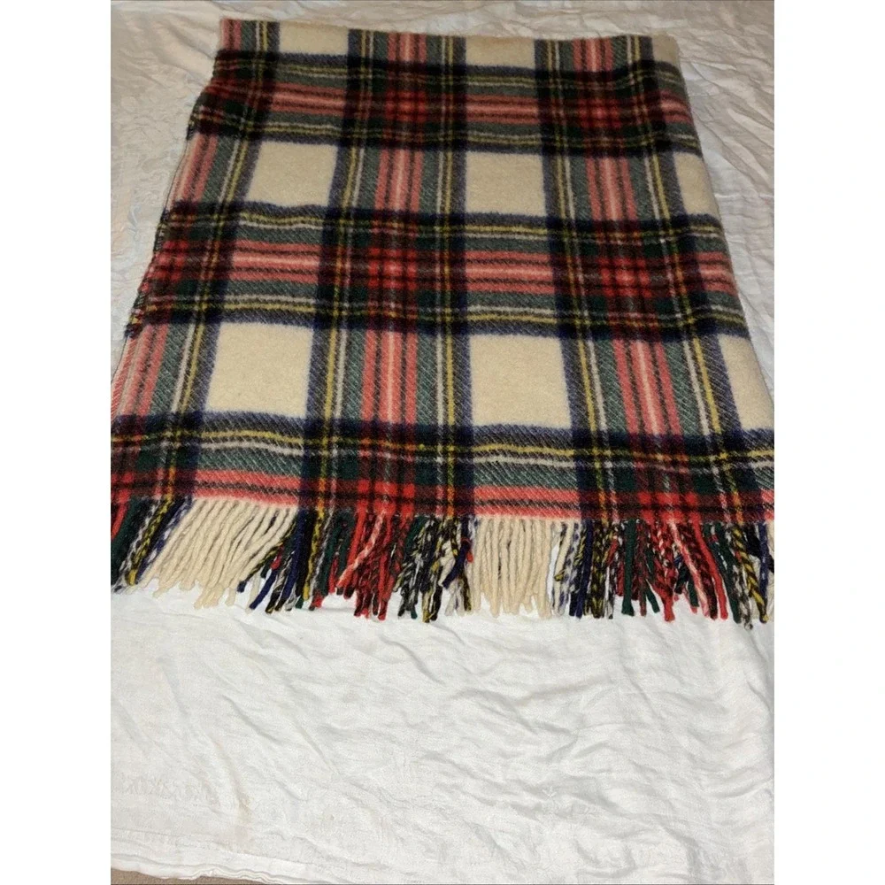 Connemara Foxford Rug Vintage 100% Wool Plaid Stadium Throw Blanket 63X56